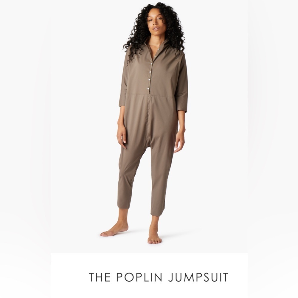 NEW TKEES Poplin Jumpsuit Oversized Cotton Button Up Khaki Green Size 5 (XL) NW